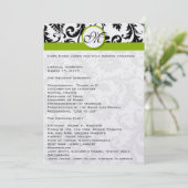 Black Damask Swirl Apple Green Wedding Program Programmakaart (Staand voorkant)