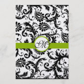 Black Damask Swirl Apple Green Wedding Program Programmakaart (Achterkant)