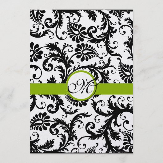 Black Damask Swirl Apple Green Wedding Program Programmakaart (Achterkant)
