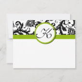 Black Damask Swirl Green Weddenschap Bedankkaart (Achterkant)