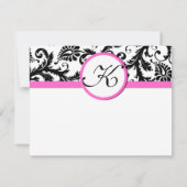 Black Damask Swirl Pink Weddenschap Hartelijk dank Bedankkaart (Achterkant)
