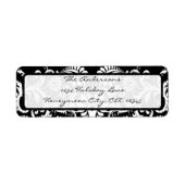 Black Damask Swirl Retrun Address Label (Voorkant)