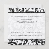 Black Damask Swirls Birthday Invitations Kaart (Achterkant)