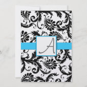 Black Damask Swirls Light Aqua Trim Kaart