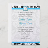 Black Damask Swirls Light Aqua Trim Kaart (Achterkant)