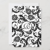 Black Damask Swirls met Stippen Weddenschap Kaart (Achterkant)