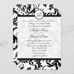 Black Damask Swirls met Stippen Weddenschap Kaart