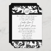 Black Damask Swirls met Stippen Weddenschap Kaart (Voorkant / Achterkant)