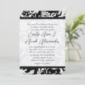 Black Damask Swirls met Stippen Weddenschap Kaart (Staand voorkant)