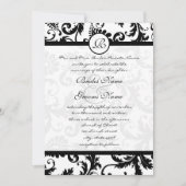 Black Damask Swirls met Stippen Weddenschap Kaart (Voorkant)