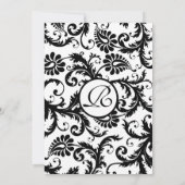 Black Damask Swirls met Stippen Weddenschap Kaart (Achterkant)