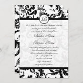 Black Damask Swirls met Stippen Weddenschap Kaart (Voorkant / Achterkant)