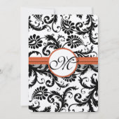 Black Damask Swirls op White Burnt Oranje Trim Kaart (Voorkant)
