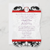 Black Damask Swirls Red Trim Paars Font Wedding Kaart (Voorkant)