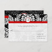Black Damask Swirls Red Trim Weddenschap Kaart (Voorkant / Achterkant)