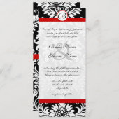 Black Damask Swirls Red Trim Weddenschap Kaart (Voorkant / Achterkant)