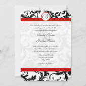 Black Damask Swirls Red Trim Weddenschap Kaart (Voorkant)