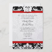Black Damask Swirls Red Trim Weddenschap Kaart (Voorkant)