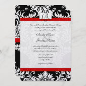 Black Damask Swirls Red Trim Weddenschap Kaart (Voorkant / Achterkant)