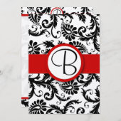 Black Damask Swirls Red Trim Wedding Invitations Kaart (Voorkant / Achterkant)