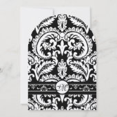 Black Damask Swirls Square Weddenschap Kaart (Achterkant)