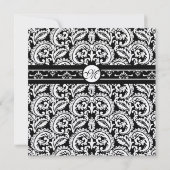 Black Damask Swirls Square Weddenschap Kaart (Achterkant)
