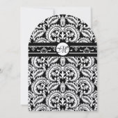 Black Damask Swirls Square Weddenschap Kaart (Achterkant)