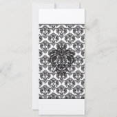 Black Damask Swirls Wedding Invitation Kaart (Achterkant)