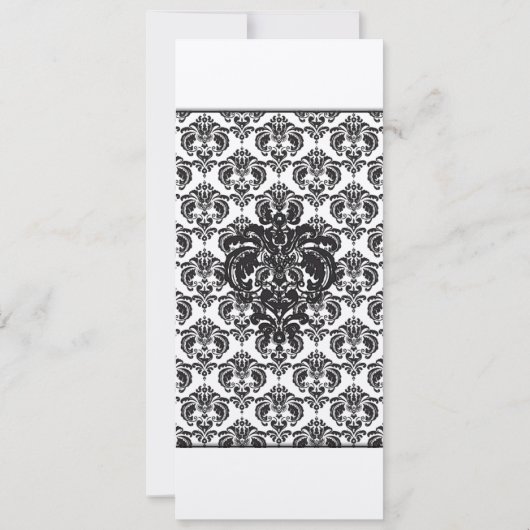 Black Damask Swirls Wedding Invitation Kaart (Achterkant)