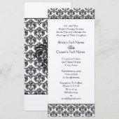 Black Damask Swirls Wedding Invitation Kaart (Voorkant / Achterkant)