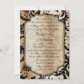 Black Damask Swirls Wedding Invitation Kaart (Voorkant)