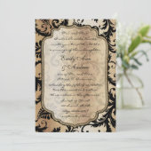 Black Damask Swirls Wedding Invitation Kaart (Staand voorkant)
