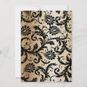 Black Damask Swirls Wedding Invitation Kaart (Achterkant)