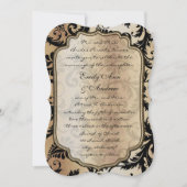 Black Damask Swirls Wedding Invitation Kaart (Voorkant)