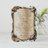 Black Damask Swirls Wedding Invitation Kaart (Staand voorkant)