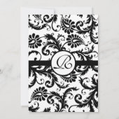 Black Damask Swirls Wedding Invitation Kaart (Achterkant)
