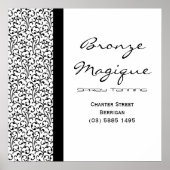 Black Damask Tanning Salon Business Poster (Voorkant)