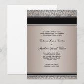 Black Damask Taupe Huwelijksuitnodigingen Kaart (Voorkant / Achterkant)