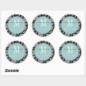 Black Damask Tiffany Monogram Wedding Sticker (Vel)