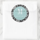Black Damask Tiffany Monogram Wedding Sticker (Tas)