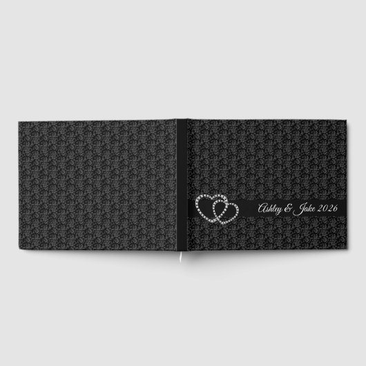 Black Damask-Two Hearts Gastenboek (Volledig)
