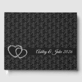 Black Damask-Two Hearts Gastenboek (Voorkant)