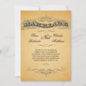 Black Damask Vintage Wedding Invitting Kaart (Voorkant)