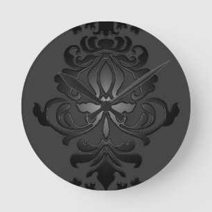 Black Damask-wandklok Ronde Klok
