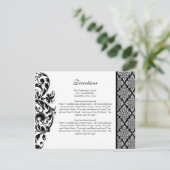 Black Damask Wedding Direction Card Informatiekaartje (Staand voorkant)