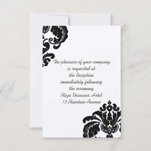  Black Damask Wedding Enclosure-kaarten Kaart (Voorkant)