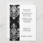 Black Damask Wedding Invitation Damask Kaart (Achterkant)