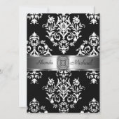 Black Damask Wedding Invitation Damask Kaart (Voorkant)