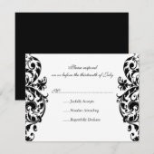 Black Damask Wedding Invitation RSVP-reactiekaart RSVP Kaartje (Voorkant / Achterkant)