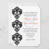 Black Damask Wedding Invitations Kaart (Achterkant)